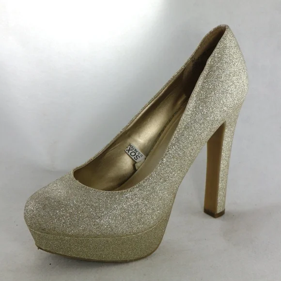 MOSSIMO Supply Co Gold Glitter Platform Pumps Sz 9.5 US Women - Picture 4 of 8